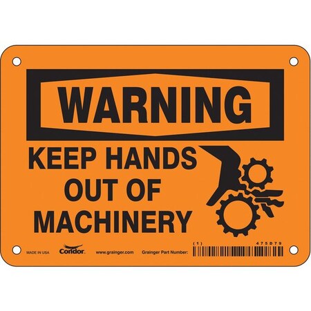 Safety Sign, 5 in Height, 7 in Width, Polyethylene, Horizontal Rectangle, English MPN:475D79