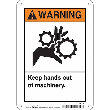 Safety Sign, 10 in Height, 7 in Width, Polyethylene, Horizontal Rectangle, English, 475D87 MPN:475D87
