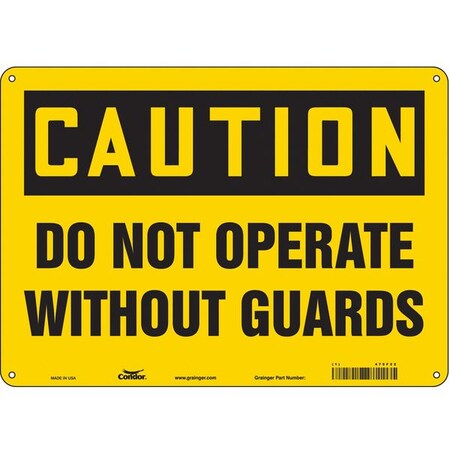 Safety Sign, 10 in Height, 14 in Width, Polyethylene, Horizontal Rectangle, English, 475F22 MPN:475F22