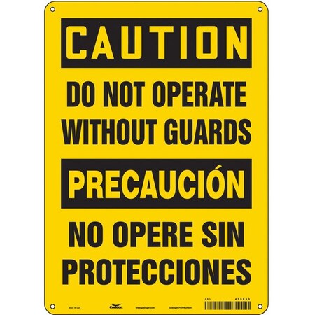 Safety Sign, 14 in Height, 10 in Width, Aluminum, Vertical Rectangle, English, Spanish, 475F33 MPN:475F33