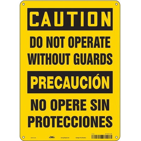 Safety Sign, 14 in Height, 10 in Width, Polyethylene, Vertical Rectangle, English, Spanish, 475F35 MPN:475F35