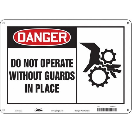 Safety Sign, 10 in Height, 14 in Width, Polyethylene, Horizontal Rectangle, English, 475F78 MPN:475F78