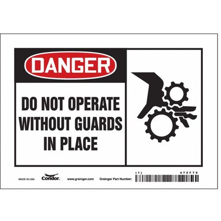 Safety Sign, 5 in Height, 7 in Width, Vinyl, Horizontal Rectangle, English, 475F79 MPN:475F79