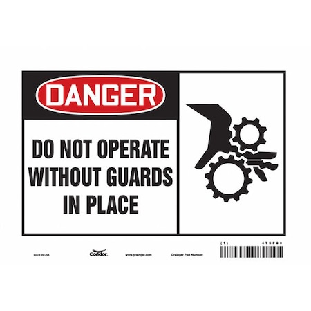 Safety Sign, 7 in Height, 10 in Width, Vinyl, Vertical Rectangle, English, 475F80 MPN:475F80