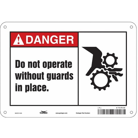 Safety Sign, 7 in Height, 10 in Width, Aluminum, Vertical Rectangle, English, 475F86 MPN:475F86
