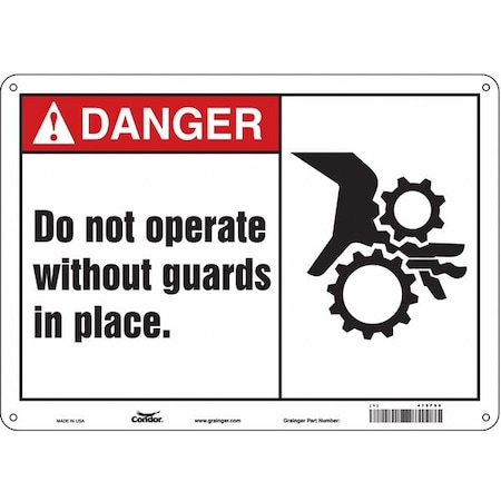 Safety Sign, 10 in Height, 14 in Width, Polyethylene, Horizontal Rectangle, English, 475F90 MPN:475F90