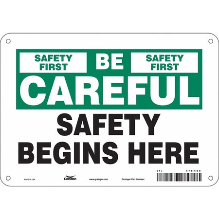 Safety Sign, 7 in Height, 10 in Width, Polyethylene, Vertical Rectangle, English, 475H55 MPN:475H55