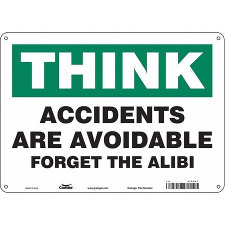Safety Sign, 10 in Height, 14 in Width, Polyethylene, Horizontal Rectangle, English, 475H81 MPN:475H81