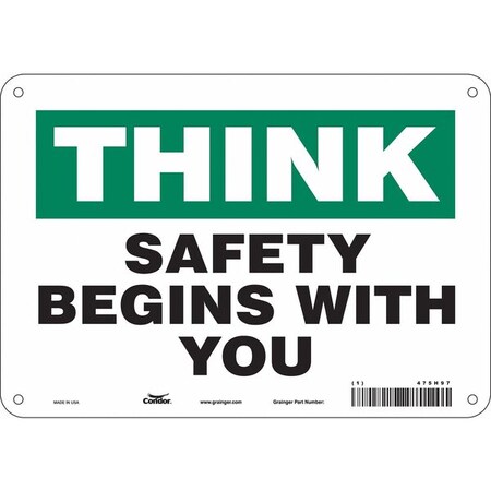 Safety Sign, 7 in Height, 10 in Width, Aluminum, Vertical Rectangle, English, 475H97 MPN:475H97