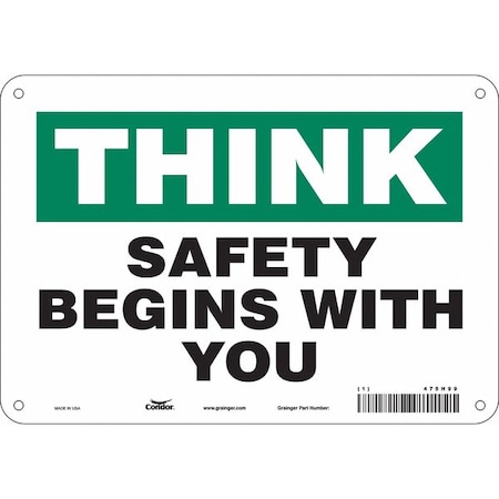 Safety Sign, 7 in Height, 10 in Width, Polyethylene, Vertical Rectangle, English, 475H99 MPN:475H99