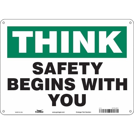 Safety Sign, 10 in Height, 14 in Width, Polyethylene, Horizontal Rectangle, English, 475J01 MPN:475J01