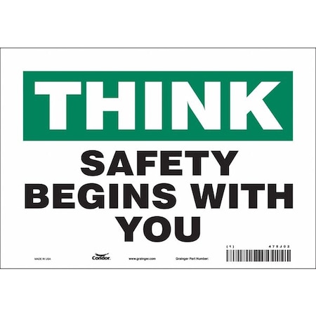 Safety Sign, 7 in Height, 10 in Width, Vinyl, Vertical Rectangle, English, 475J02 MPN:475J02