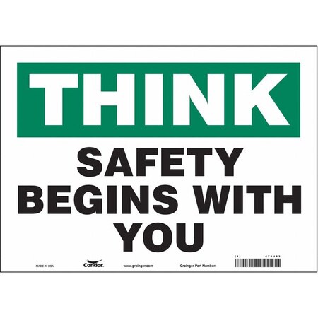 Safety Sign, 10 in Height, 14 in Width, Vinyl, Horizontal Rectangle, English, 475J03 MPN:475J03