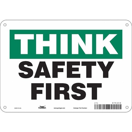 Safety Sign, 7 in Height, 10 in Width, Aluminum, Vertical Rectangle, English, 475J04 MPN:475J04