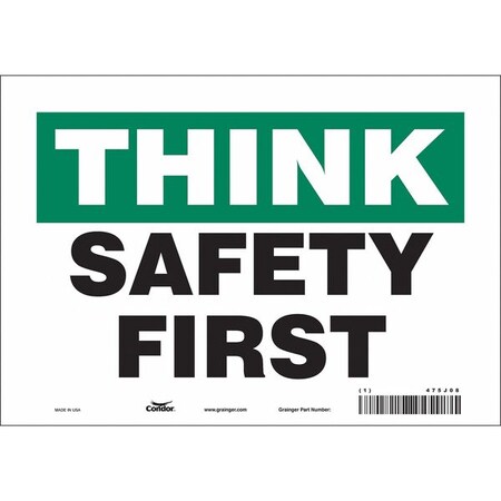 Safety Sign, 7 in Height, 10 in Width, Vinyl, Vertical Rectangle, English, 475J08 MPN:475J08