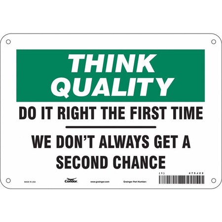 Safety Sign, 7 in Height, 10 in Width, Polyethylene, Vertical Rectangle, English, 475J22 MPN:475J22