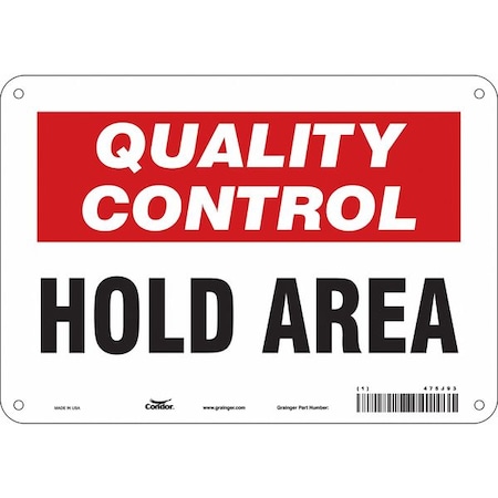 Quality Control, Hold Area, 10 in W x 7 in H, Vertical Rectangle, Polyethylene, 475J93 MPN:475J93