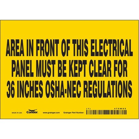 Safety Sign, 5 in Height, 7 in Width, Vinyl, Horizontal Rectangle, English, 475M85 MPN:475M85