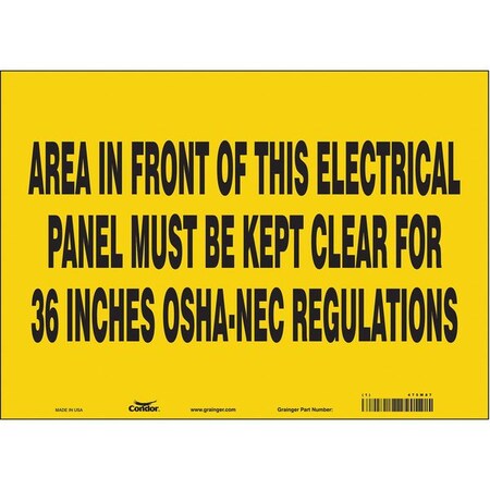 Safety Sign, 10 in Height, 14 in Width, Vinyl, Horizontal Rectangle, English, 475M87 MPN:475M87