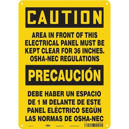 Safety Sign, 14 in Height, 10 in Width, Aluminum, Vertical Rectangle, English, Spanish, 475M95 MPN:475M95