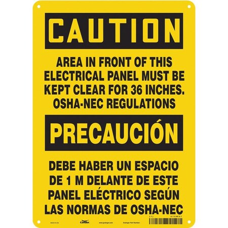 Safety Sign, 14 in Height, 10 in Width, Polyethylene, Vertical Rectangle, English, Spanish, 475M97 MPN:475M97