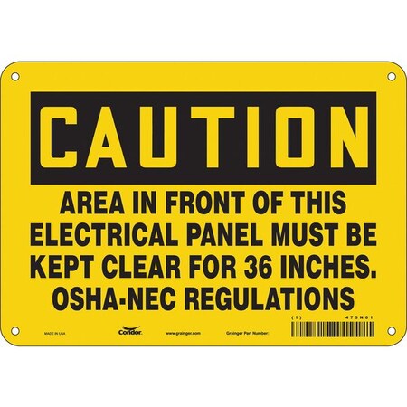 Safety Sign, 7 in Height, 10 in Width, Aluminum, Vertical Rectangle, English, 475N01 MPN:475N01
