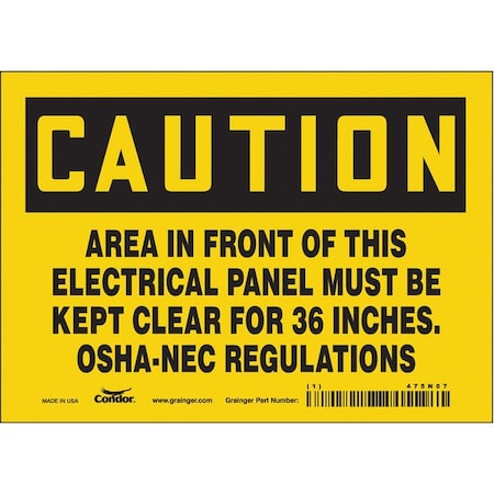 Safety Sign, 5 in Height, 7 in Width, Vinyl, Horizontal Rectangle, English, 475N07 MPN:475N07