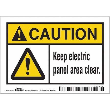 Safety Sign, 3 1/2 in Height, 5 in Width, Vinyl, Horizontal Rectangle, English, 475N35 MPN:475N35