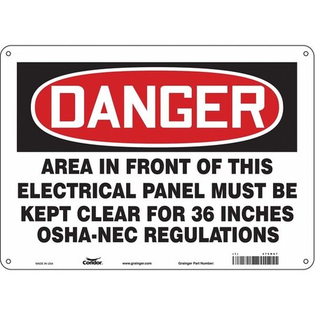 Safety Sign, 10 in Height, 14 in Width, Aluminum, Horizontal Rectangle, English, 475N67 MPN:475N67