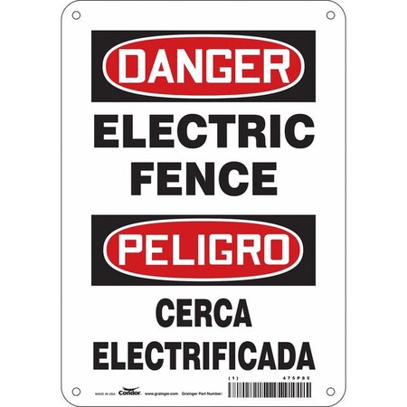 Safety Sign, 10 in Height, 7 in Width, Aluminum, Horizontal Rectangle, English, Spanish, 475P85 MPN:475P85