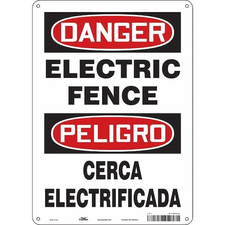 Safety Sign, 14 in Height, 10 in Width, Aluminum, Vertical Rectangle, English, Spanish, 475P86 MPN:475P86
