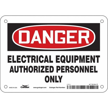 Safety Sign, 5 in Height, 7 in Width, Vinyl, Horizontal Rectangle, English, 475R47 MPN:475R47