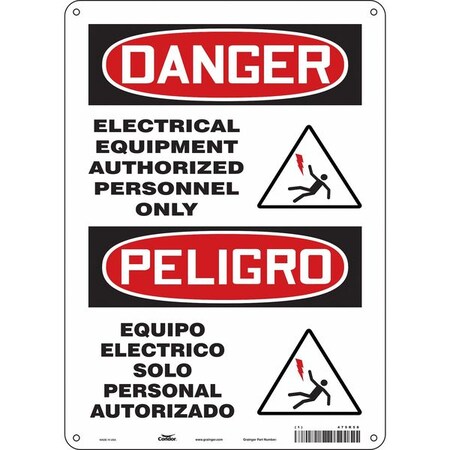 Safety Sign, 14 in Height, 10 in Width, Aluminum, Vertical Rectangle, English, Spanish, 475R58 MPN:475R58