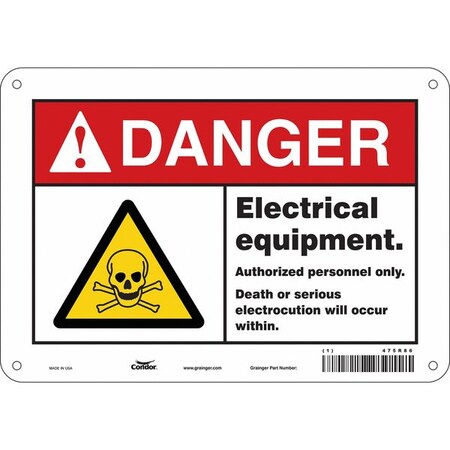 Safety Sign, 7 in Height, 10 in Width, Polyethylene, Vertical Rectangle, English, 475R86 MPN:475R86