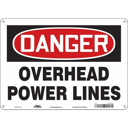 Safety Sign, 10 in Height, 14 in Width, Polyethylene, Horizontal Rectangle, English, 475T59 MPN:475T59