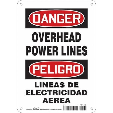 Safety Sign, 10 in Height, 7 in Width, Aluminum, Horizontal Rectangle, English, Spanish, 475T62 MPN:475T62