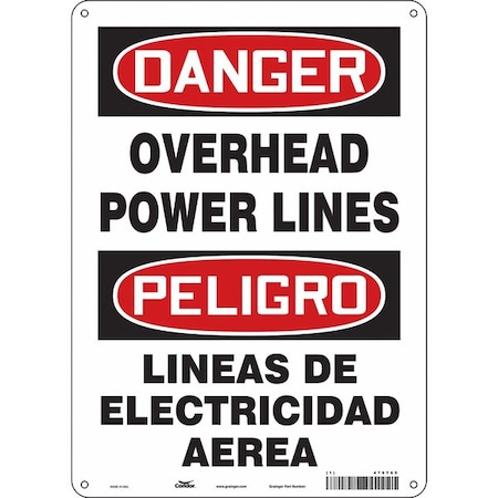 Safety Sign, 14 in Height, 10 in Width, Polyethylene, Vertical Rectangle, English, Spanish, 475T65 MPN:475T65