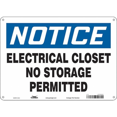 Safety Sign, 10 in Height, 14 in Width, Polyethylene, Horizontal Rectangle, English, 475U03 MPN:475U03