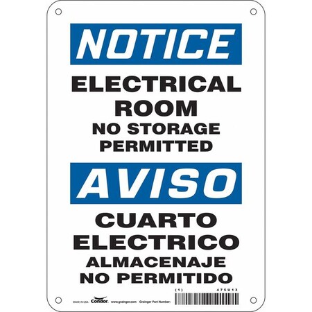 Safety Sign, 10 in Height, 7 in Width, Aluminum, Horizontal Rectangle, English, Spanish, 475U13 MPN:475U13