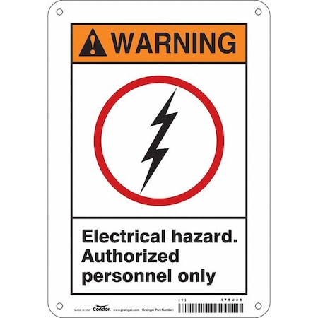 Safety Sign, 10 in Height, 7 in Width, Aluminum, Horizontal Rectangle, English, 475U38 MPN:475U38