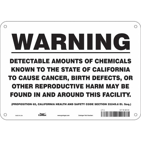 Safety Sign, 7 in Height, 10 in Width, Rectangle MPN:475U64
