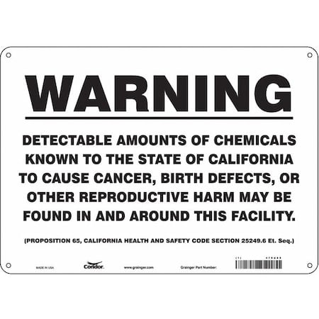 Safety Sign, 10 in Height, 14 in Width, Rectangle MPN:475U65