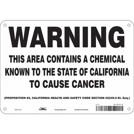 Safety Sign, 7 in Height, 10 in Width, Rectangle MPN:475U72