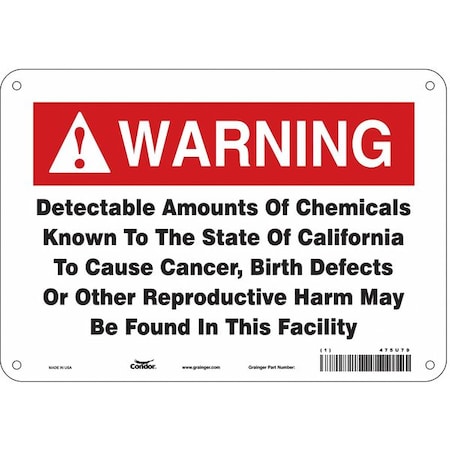 Safety Sign, 7 in Height, 10 in Width, Rectangle MPN:475U79