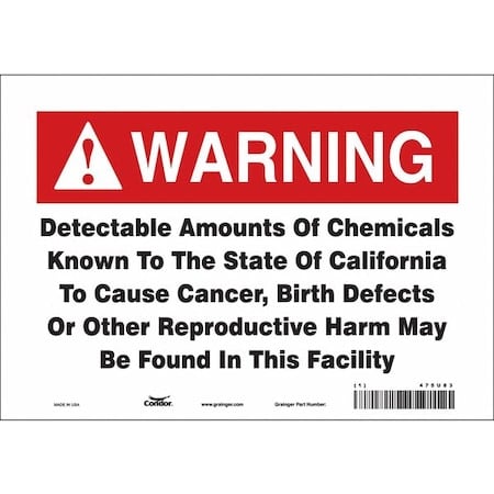 Safety Sign, 7 in Height, 10 in Width, Rectangle MPN:475U83