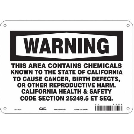 Safety Sign, 7 in Height, 10 in Width, Rectangle MPN:475V24