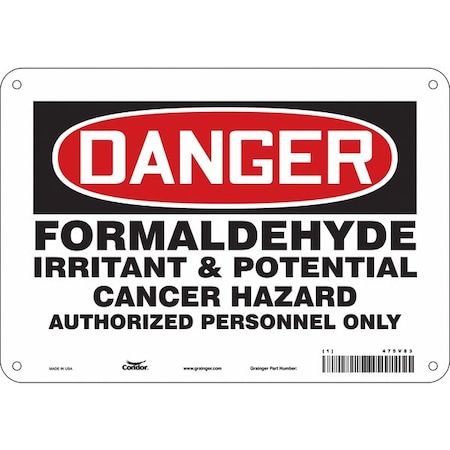 Safety Sign, 7 in Height, 10 in Width, Aluminum, Vertical Rectangle, English, 475V83 MPN:475V83