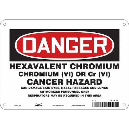 Safety Sign, 7 in Height, 10 in Width, Aluminum, Vertical Rectangle, English, 475V89 MPN:475V89