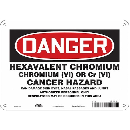 Safety Sign, 7 in Height, 10 in Width, Polyethylene, Vertical Rectangle, English, 475V91 MPN:475V91