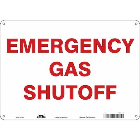EMERGENCY GAS SHUTOFF, 14 in W x 10 in H, Horizontal Rectangle, Aluminum, 475W43 MPN:475W43